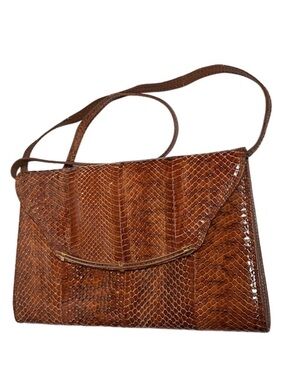 PELLETTERIE ITALY C3 SNAKE SKIN very rare real leather Crossbody clutch Vintage